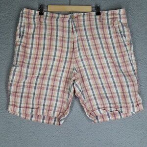 Tommy Bahama Linen Shorts Mens 42 Plaid Chino Casual Summer Walking Beach Travel
